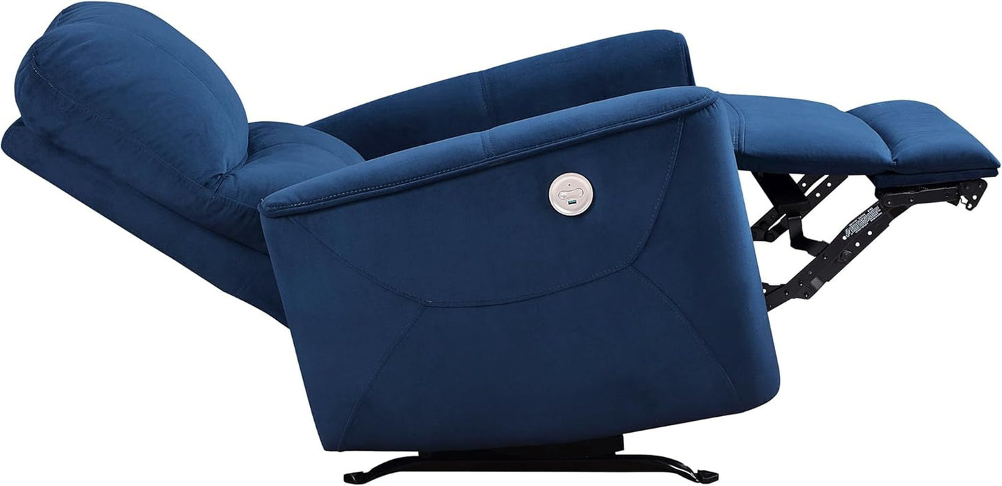 NEW Navy Velvet Power Recliner Chair for Living Room Theater