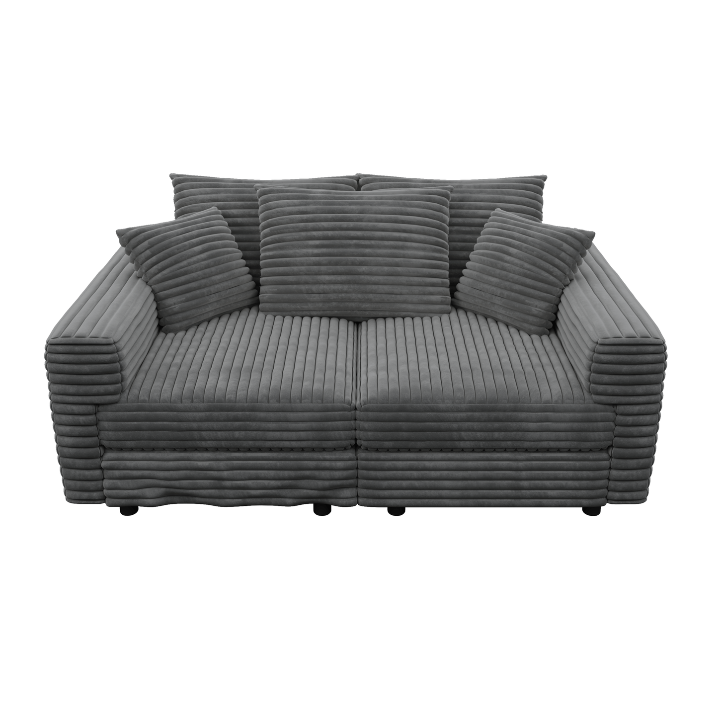 NEW 82.7’ Modern Plush Grey Corduroy Comfy Upholstered 3-Seat Sofa Deep Seat Couch