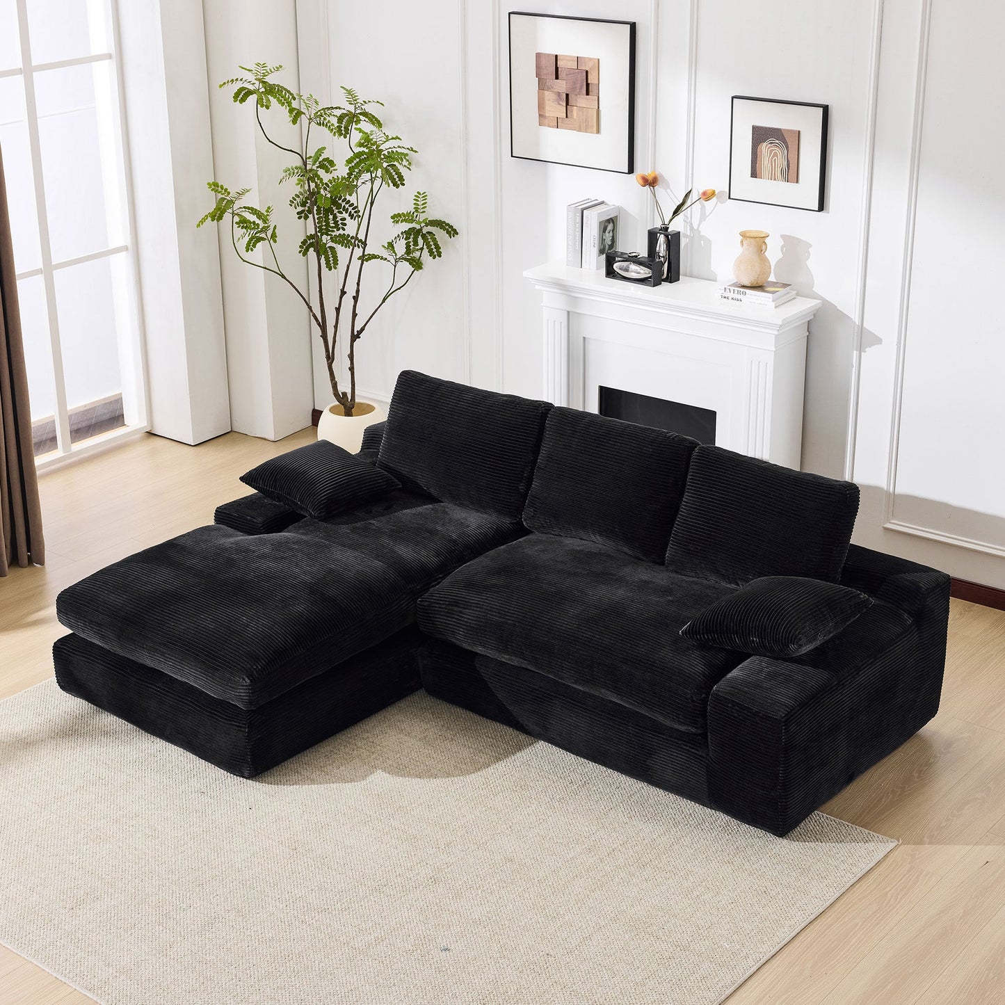 NEW 99*69' Modular Sectional Living Room Sofa Set, Modern Minimalist Style Couch, Upholstered Sleeper Sofa for Living Room, Bedroom, 2 PC Free Combination, Installation-free Sofa, L-Shape, Black