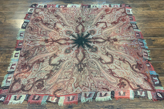 USED Antique Indian Kashmiri Shawl, Needlework, Signed By Masterweaver, Handmade, Rare