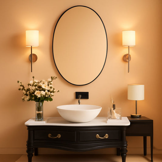 NEW Oval Mirror 20x30 Black Bathroom Vanity Wall Mount
