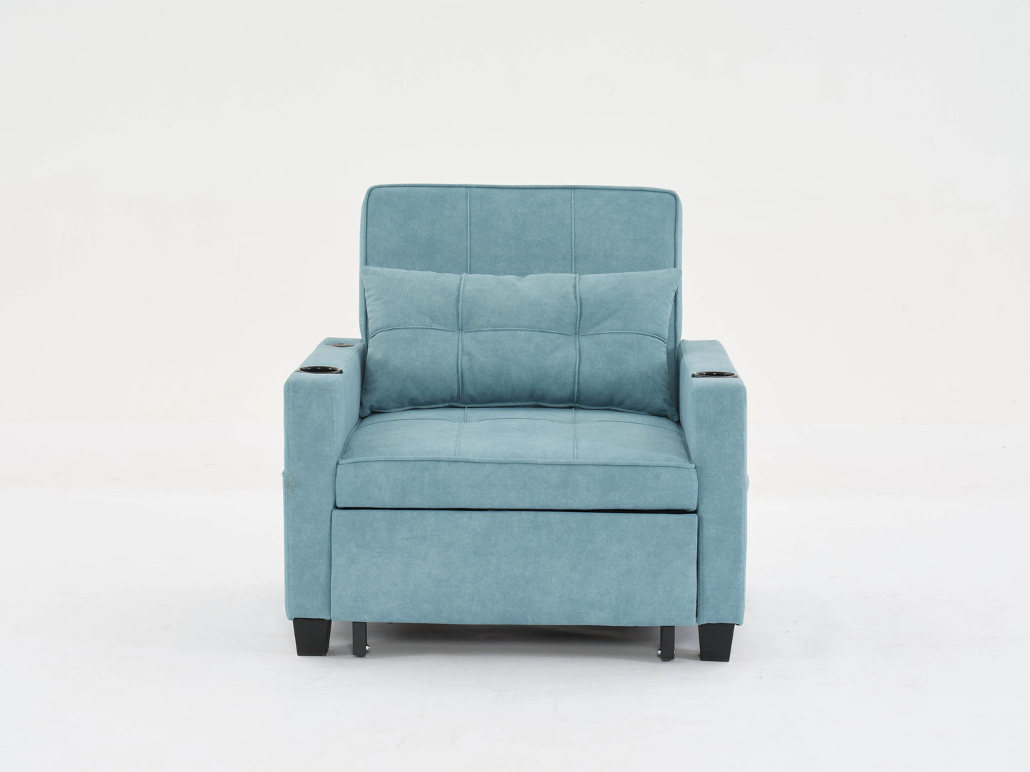 NEW Green Scratch Cloth Futon Chair Bed Convertible 3-in-1 Pull Out Sleeper Bed with USB Port