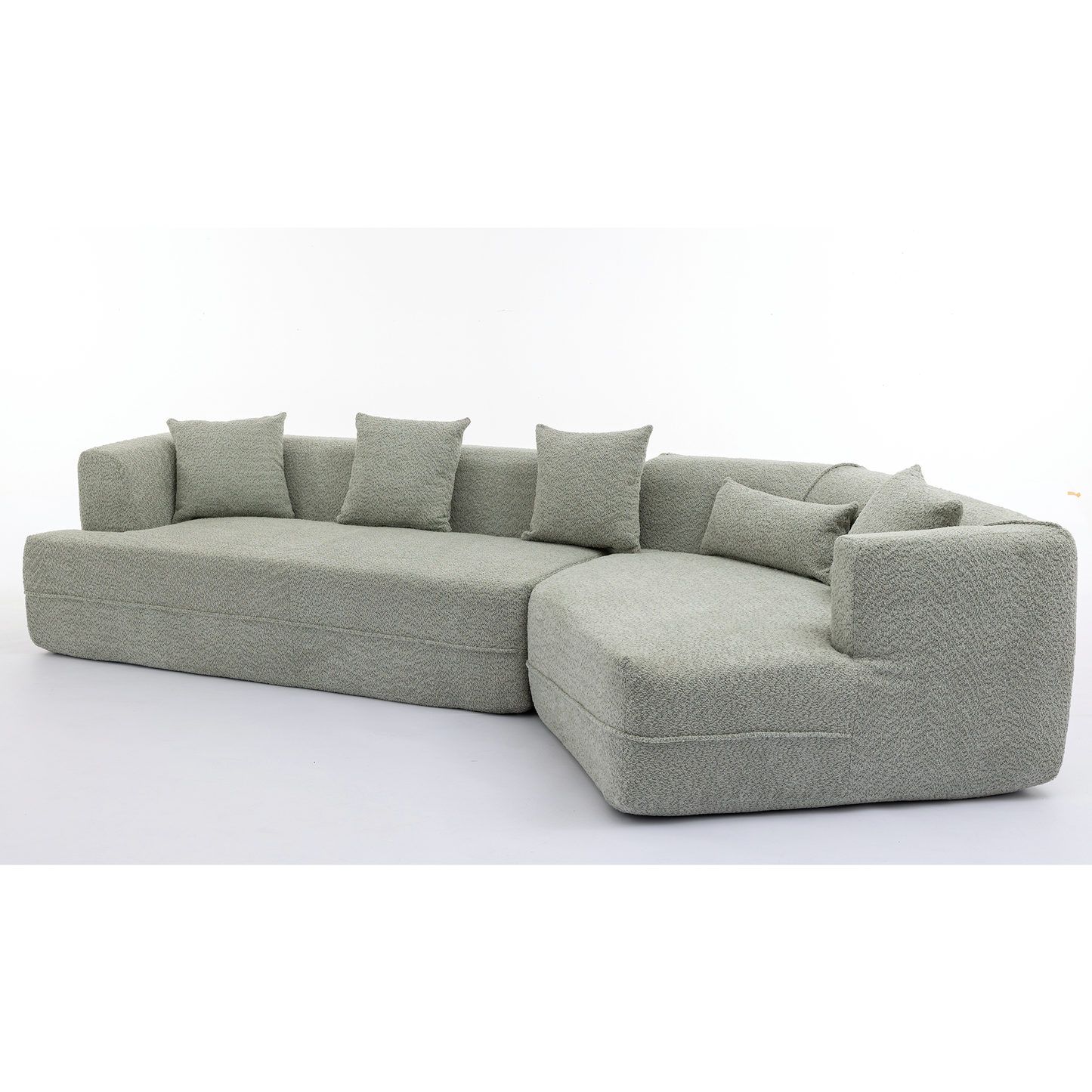 NEW Modern Green Round Fiber Fabric Modular Sectional Sofa