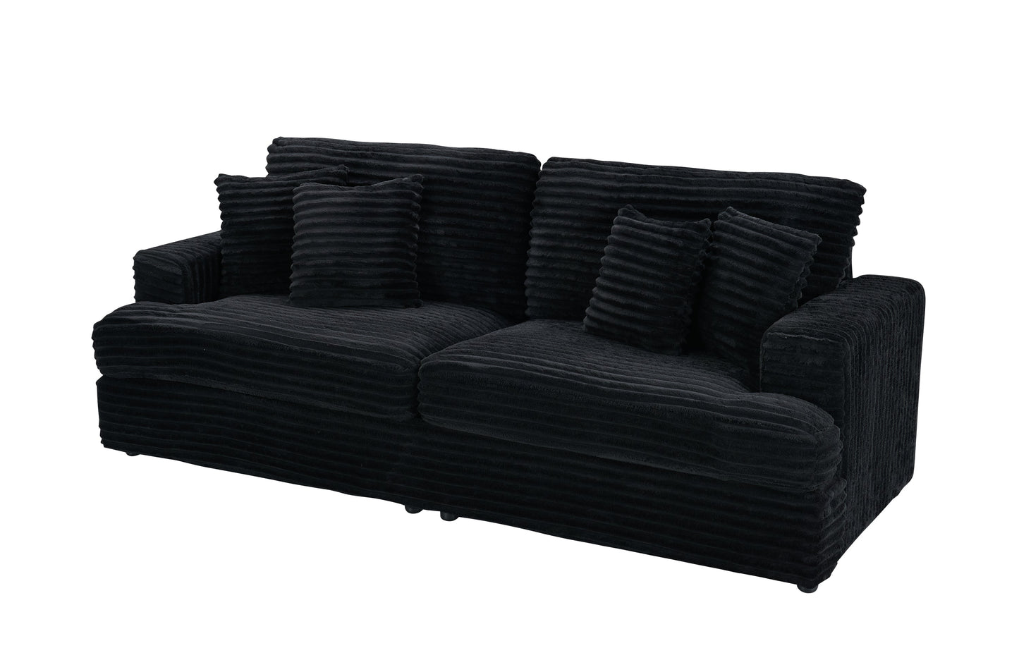 NEW 79.3 'long, corduroy sofa with 4 matching pillows, stylish design spacious and comfortable 3-seater sofa suitable for modern living room, black
