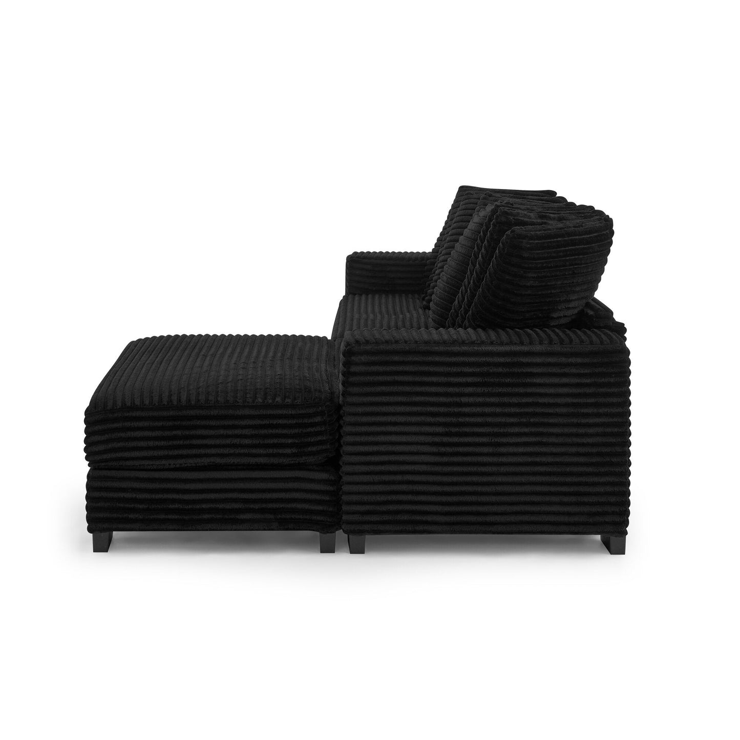 NEW Black Corduroy Tufted Upholstered L-Shaped Modular Convertible Sleeper Sectional Sofa Couch