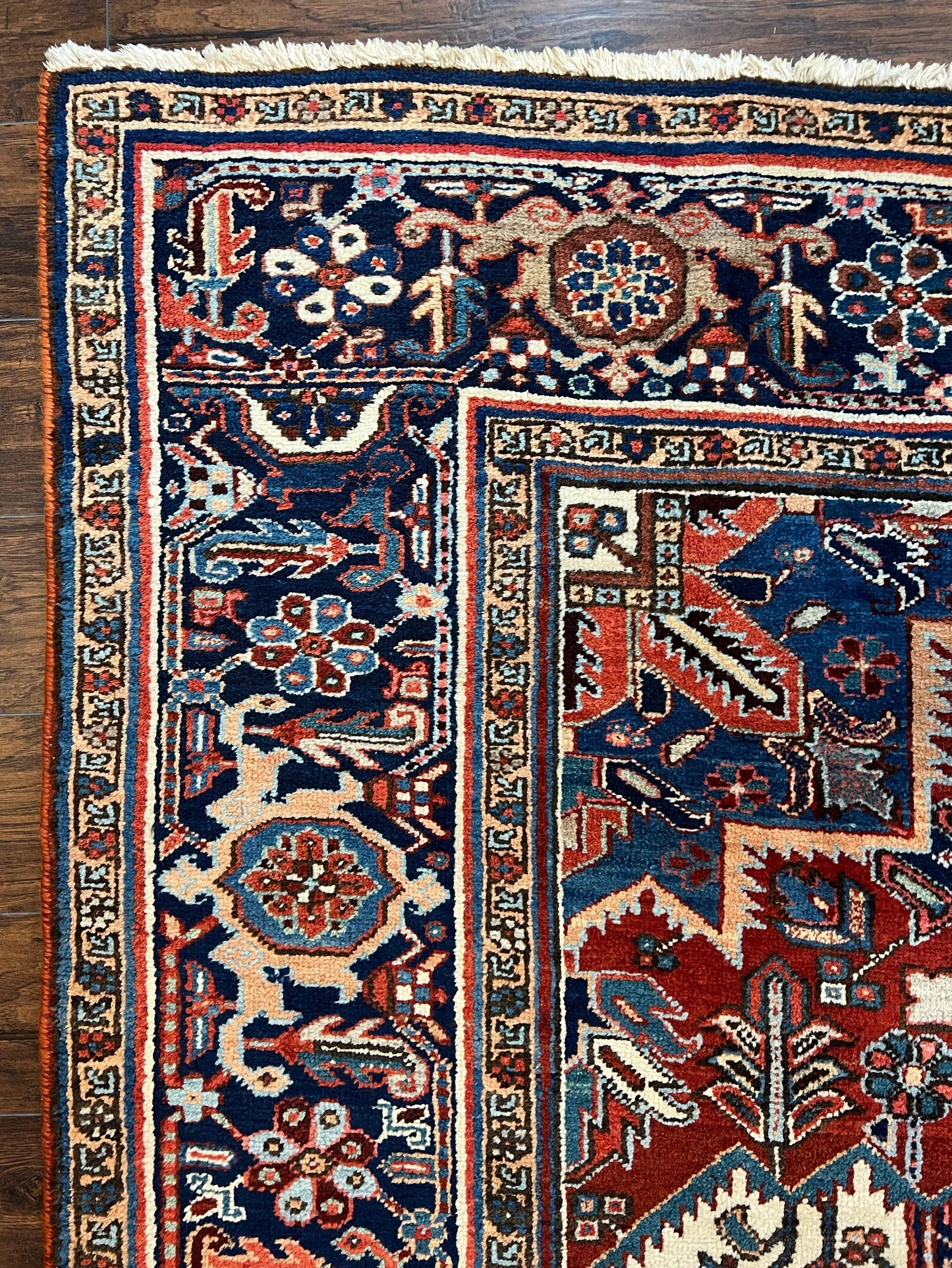 USED Antique Persian Heriz Rug – 11x16 Palace Size, Geometric Medallion, 1920s
