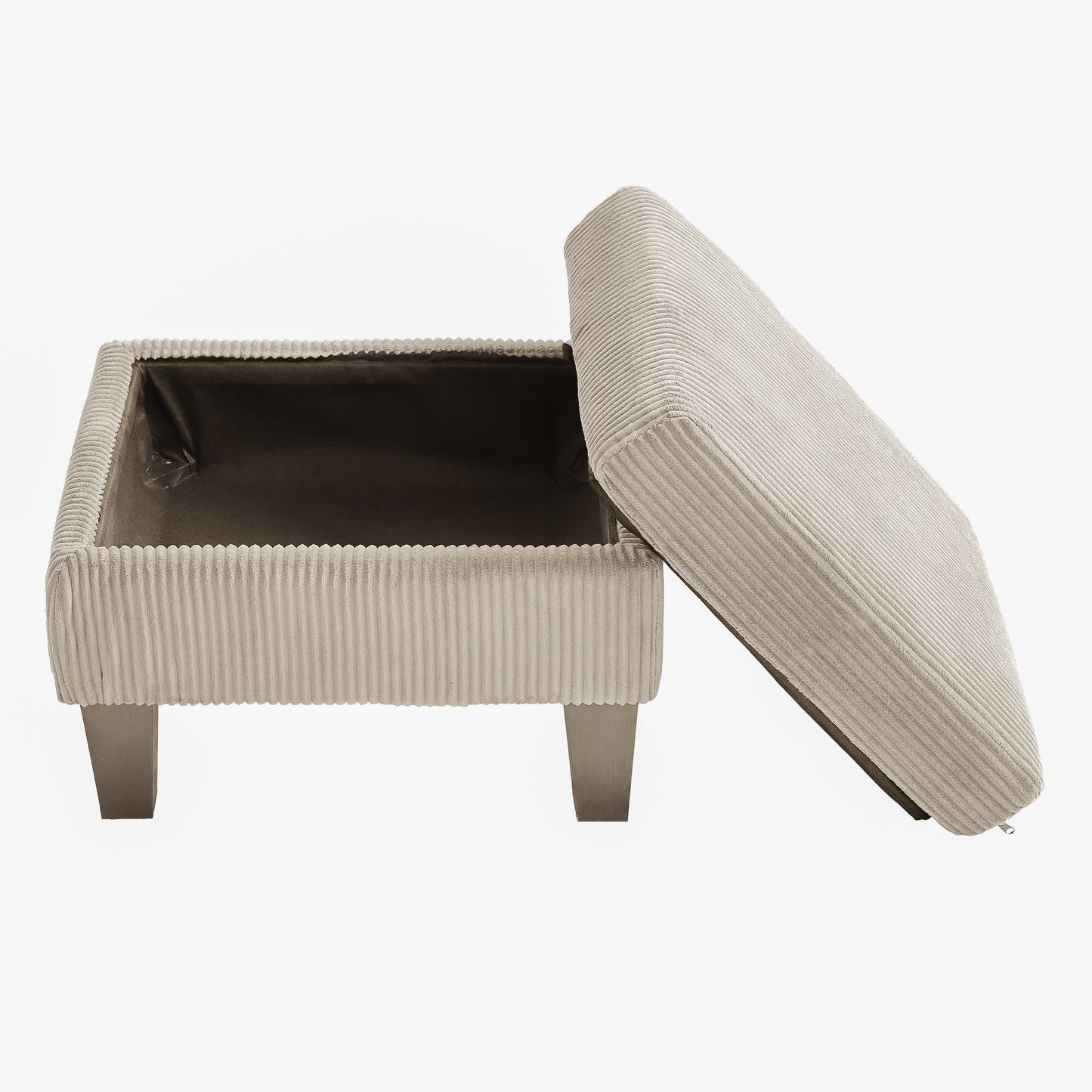 NEW Off White Modern Luxury L-Shaped Sofa with Padded Corduroy