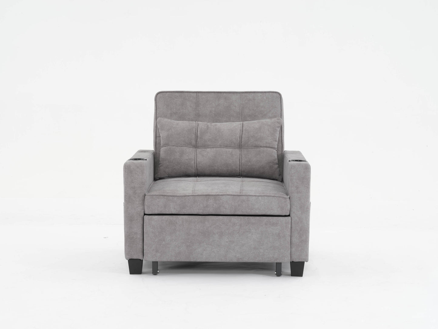 NEW Futon Chair Bed Convertible Chair 3-in-1 Pull Out Sleeper Chair Beds with USB Ports,Wear-resistant and Anti-scratch,  Armchair Bed Sleeper for Living Room (Light Grey Scratch Cloth)