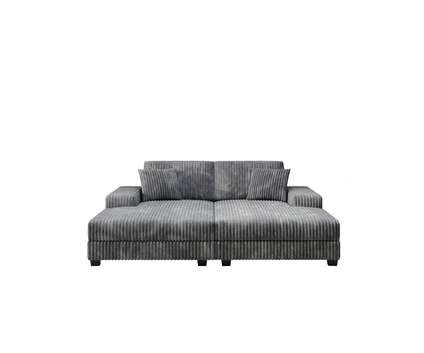 NEW Convertible combination sofa, corduroy fabric, fluffy modern sleeper sofa chair, oversized combination living room double lounge chair,Dark Grey