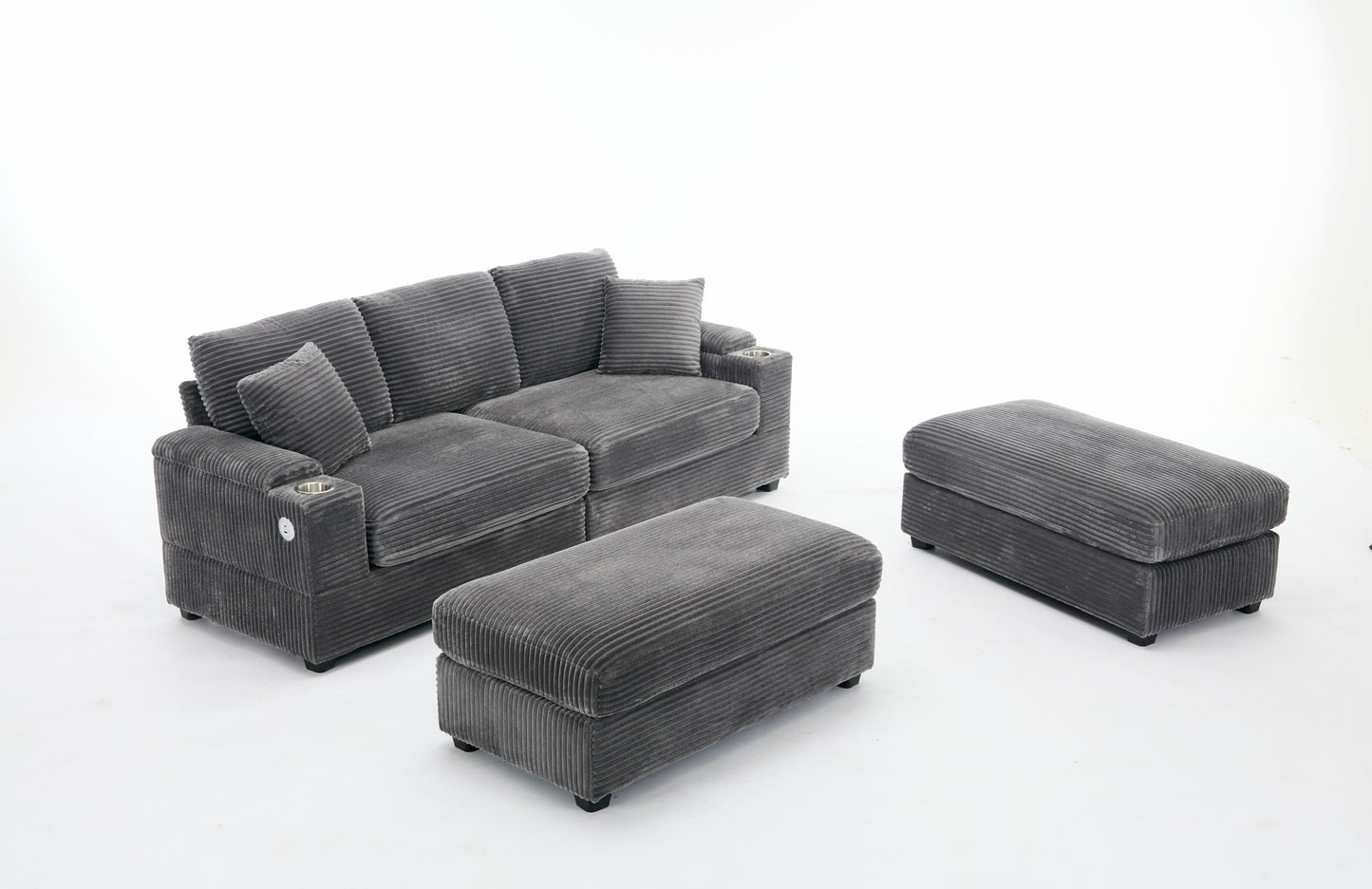 NEW Combination Modular Convertible Sectional Sofa Bed Set with Armrest Storage Stainless Steel Cup Holder USB