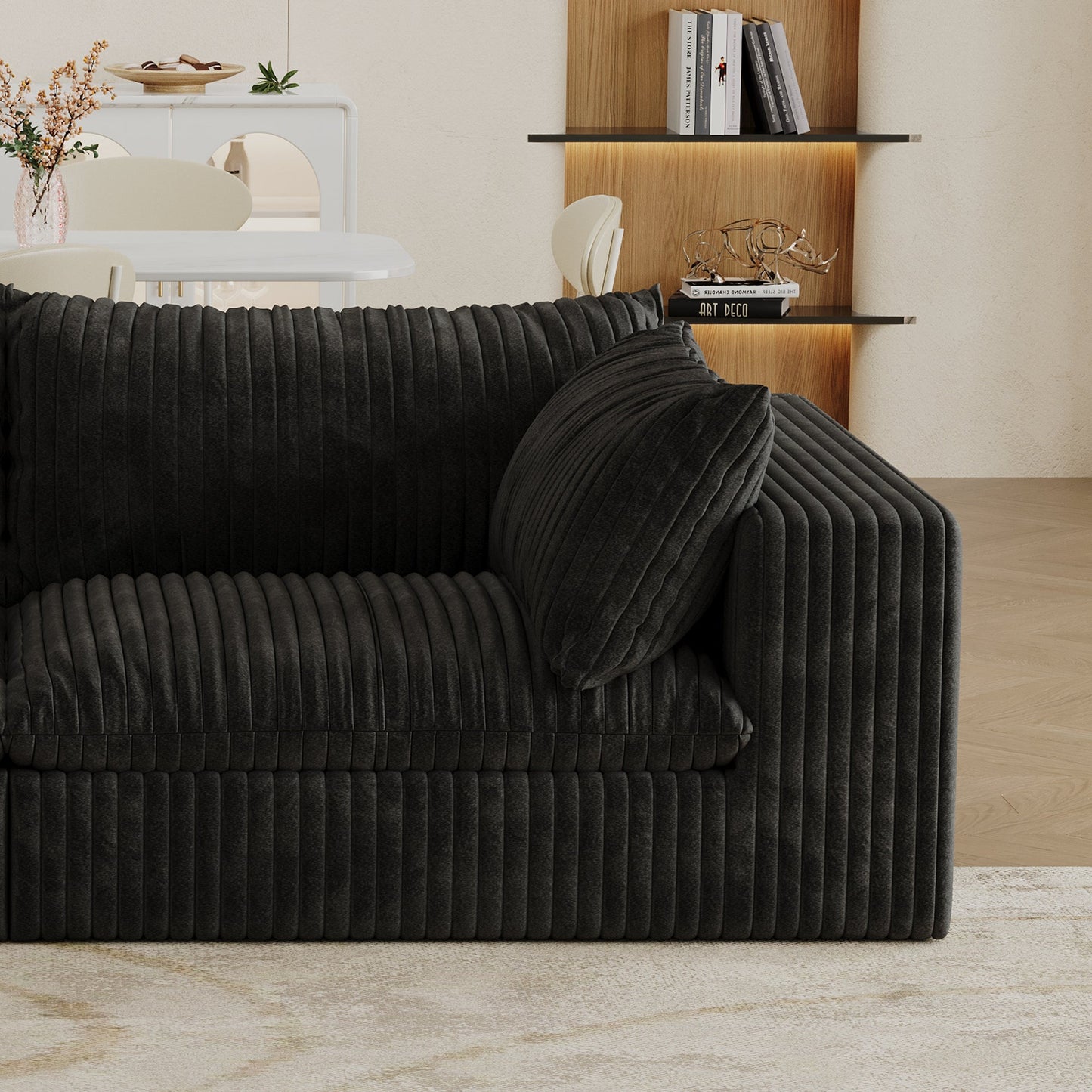NEW Corduroy Fabric Deep Seat Double-layered Sofa Couch