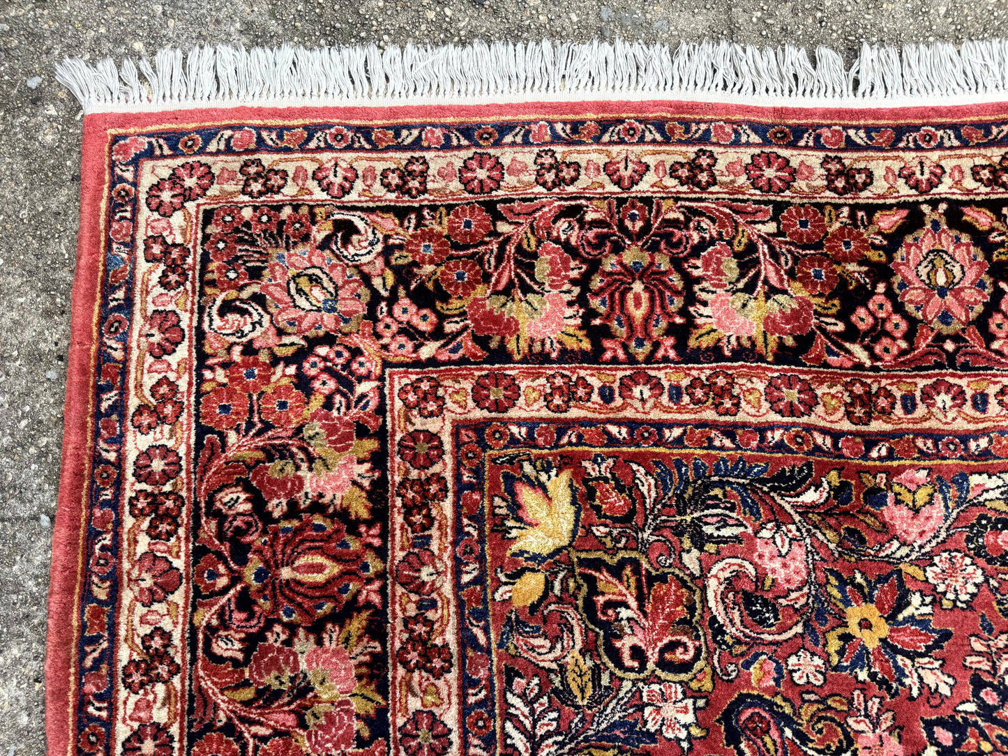 USED Large Antique Persian Sarouk Rug 11x18, Red, Floral Allover, Palace Size Wool Handmade Carpet