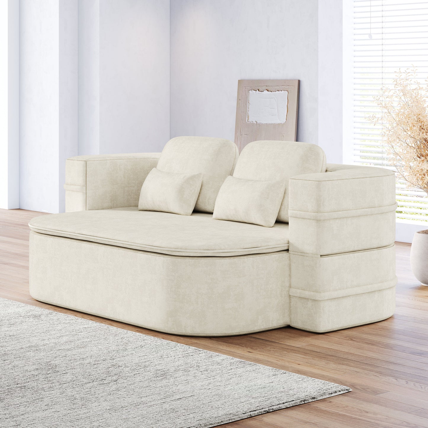 NEW 75'' Chenille 2-in-1 Foldable Sofa,Convertible Sleeper Foam Sofa Bed Folding Sofa Bed Lounge Couch with Multi Functional Blanket