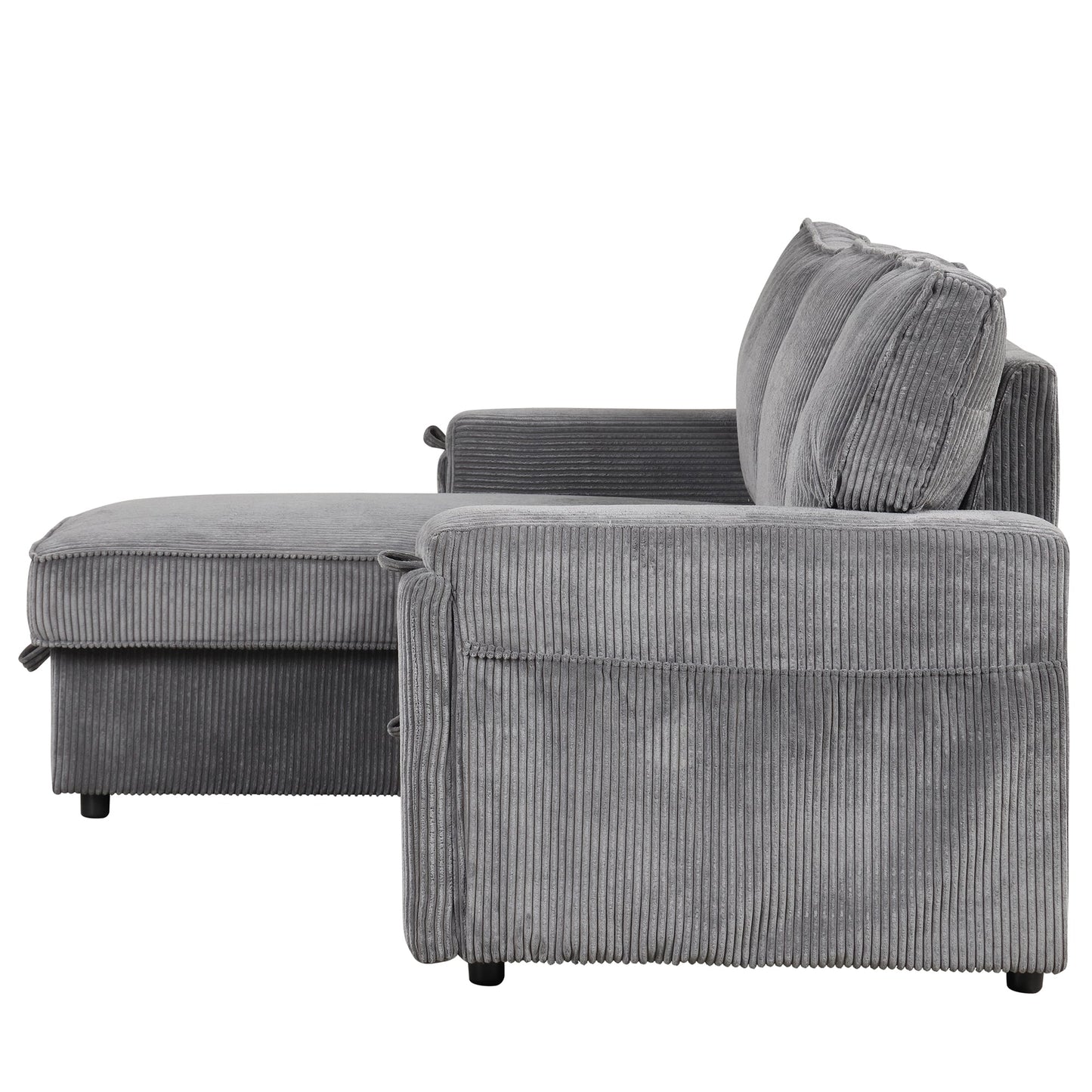 NEW U_STYLE Upholstery Sleeper Sectional Sofa with Storage Bags and 2 cup holders  on Arms