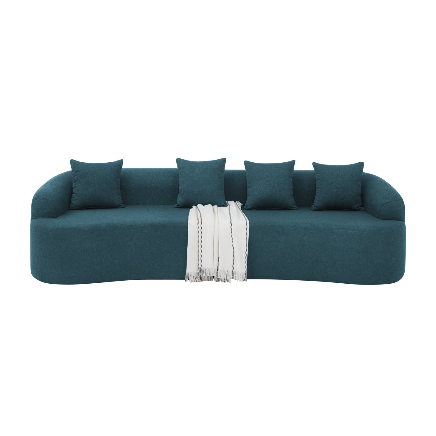 NEW Modern Minimalist Style Blue Lamb's Wool Fabric Modern Minimalist  Curved Modular Sectional Sofa