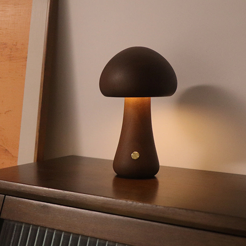 NEW INS Wooden Cute Mushroom LED Night Light With Touch Switch  Bedside Table Lamp For Bedroom Children's Room Sleeping Night Lamps Home Decor