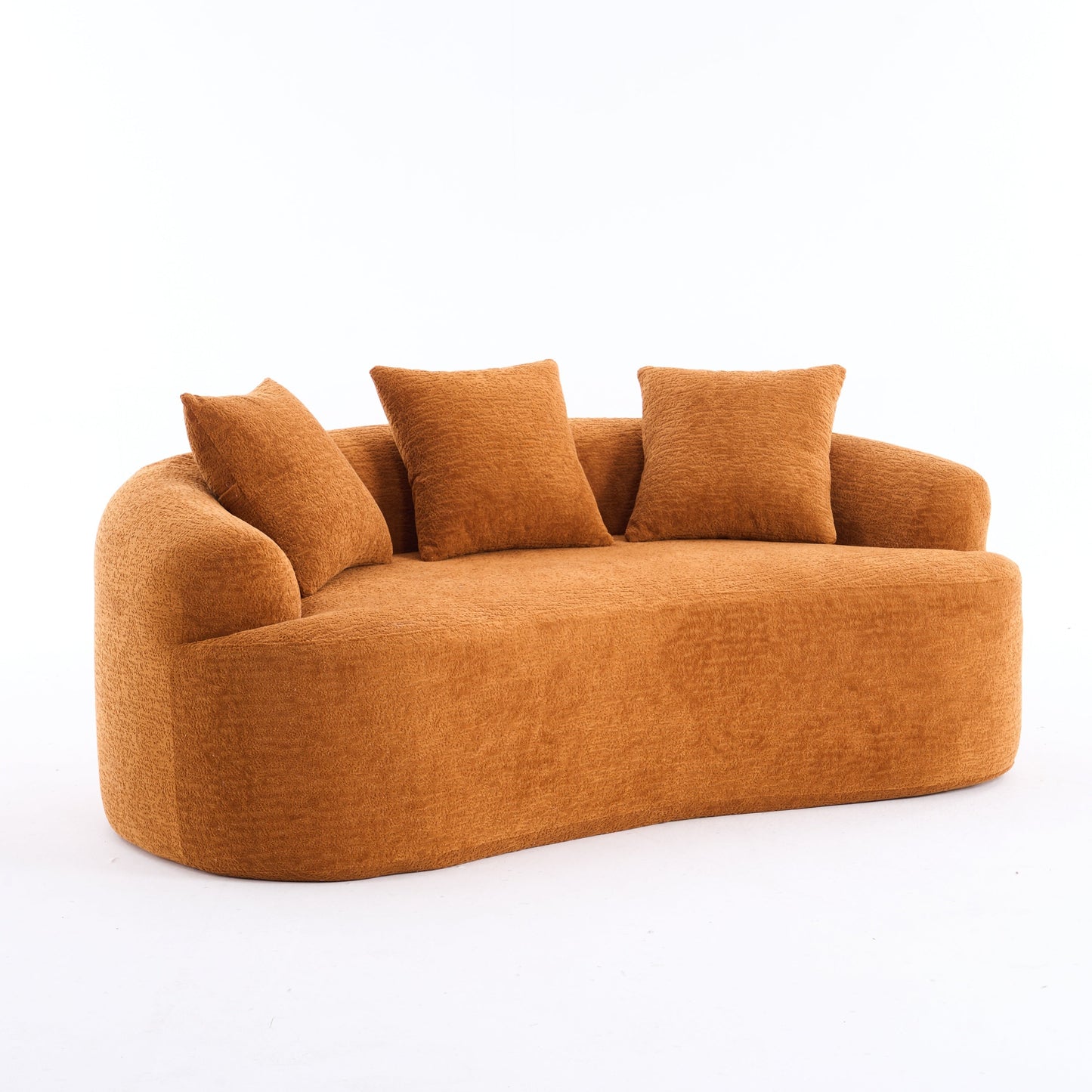 NEW Orange Curved Loveseat Full Compression Sponge Sofa 30D Chenille Couch
