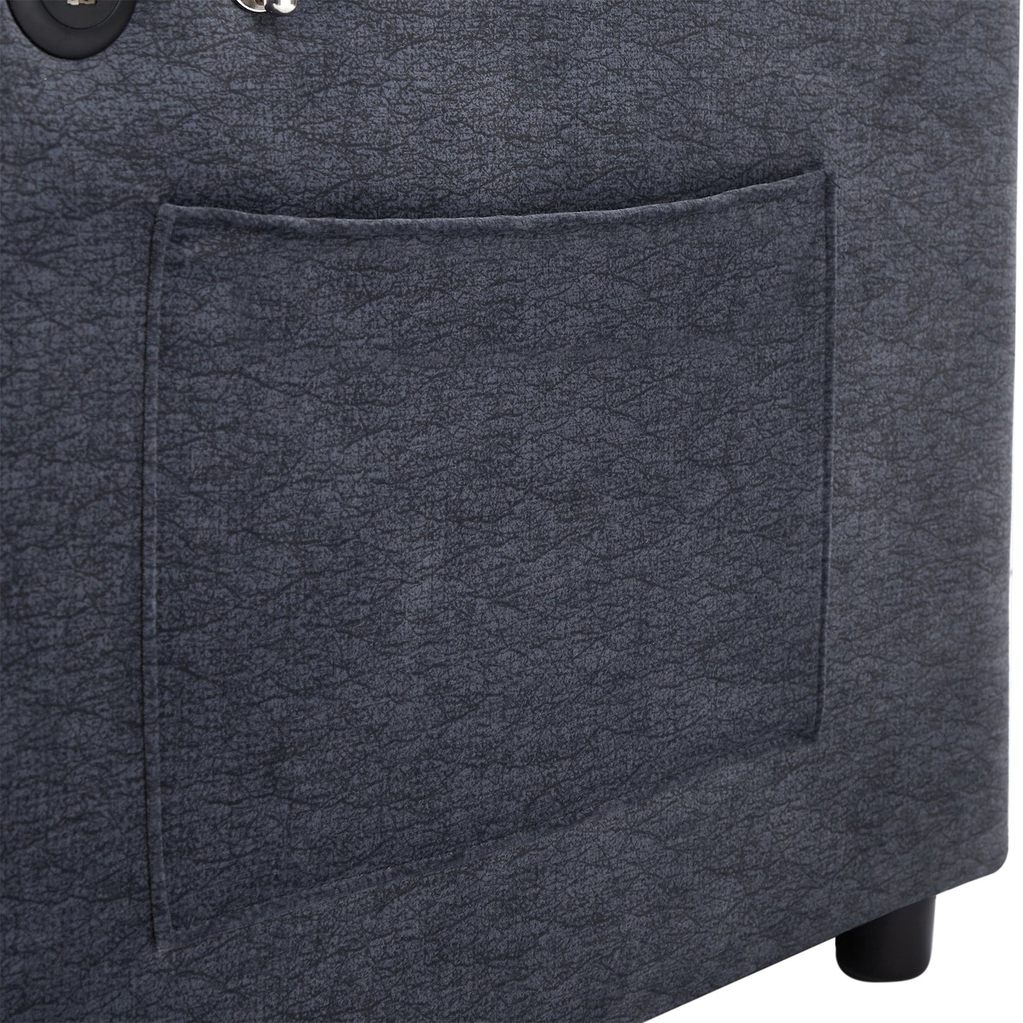 NEW Convertible Sofa Bed Loveseat with USB Ports, Side Pockets, Cup Holders, and Phone Holder in Blue Grey Bella Fabric, 55.9'