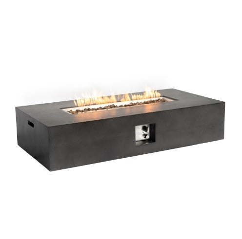 NEW 50000 BTU Large Rectangular Stone Gas Fire Pit With Lava Canopy