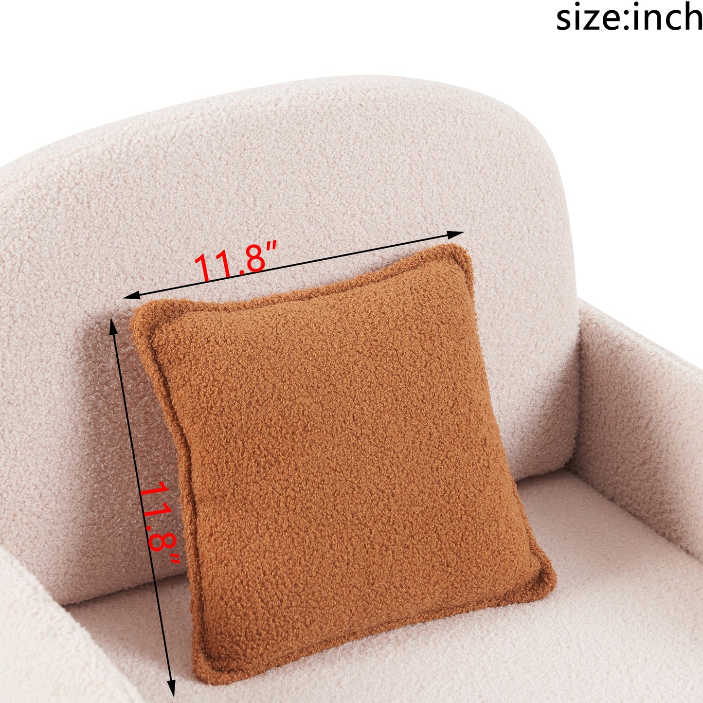 NEW Furniture Style 2 in 1 Pet Friendly  Fluffy Fabric Sherpa Upholstered Leisure Armchair with Lumbar Pillow for Living Room Bedroom Home and Office, Cream White