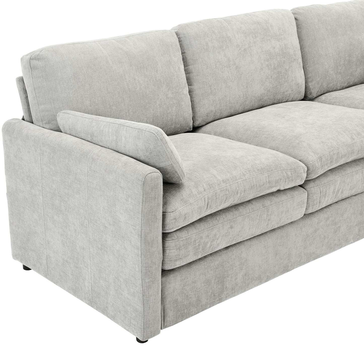 NEW Light Grey Chenille Cozy Upholstered Oversized Comfy Cloud Double Cushion Single Armchair Sofa
