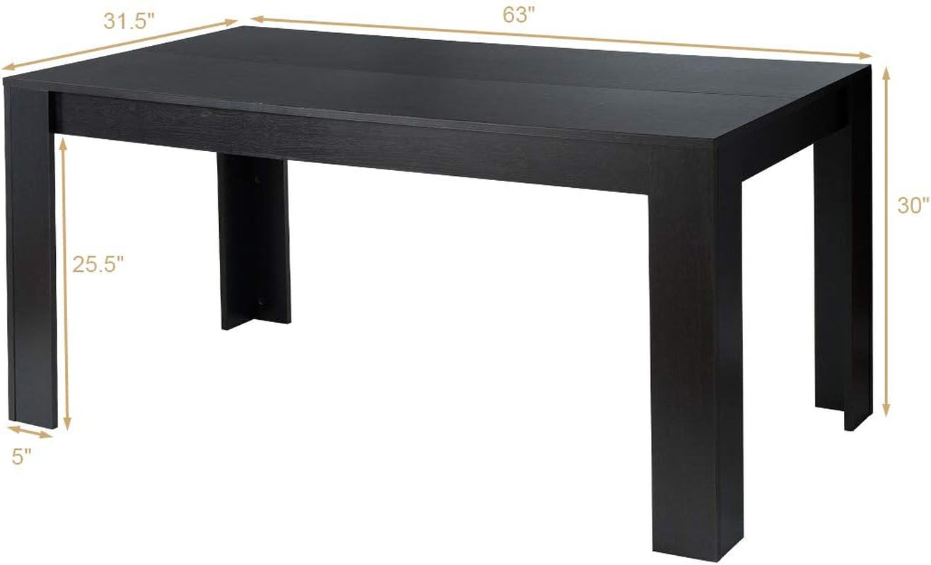 NEW 63 Inch Black Dining Table For 6 Modern Home Kitchen