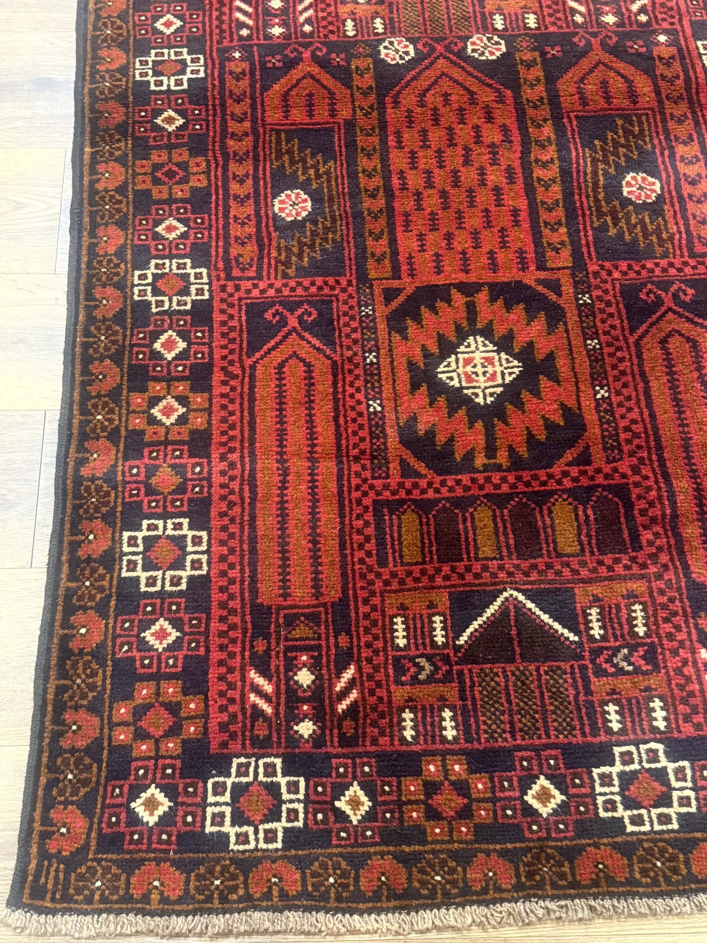 NEW Afghan Rug 3x7, Balouch Carpet Tribal Rug, Red