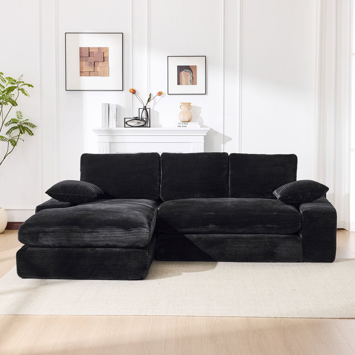 NEW 99*69' Modular Sectional Living Room Sofa Set, Modern Minimalist Style Couch, Upholstered Sleeper Sofa for Living Room, Bedroom, 2 PC Free Combination, Installation-free Sofa, L-Shape, Black