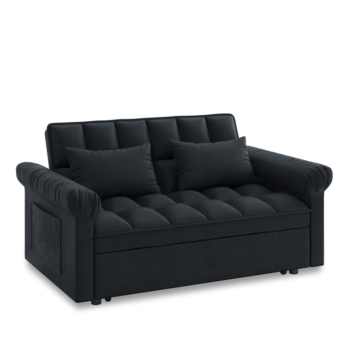 NEW Black Adjustable Back Loveseat Sofa Bed with Pull-out Bed