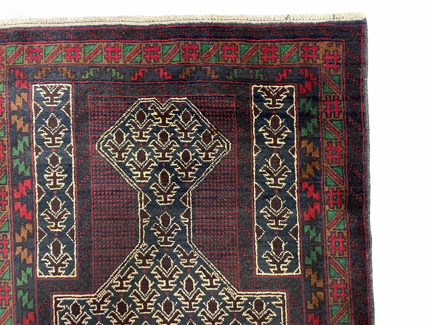USED 3x5 New Vintage Handmade Wool Rug Tribal Balouch Turkoman Prayer Rug Veggie Dyes