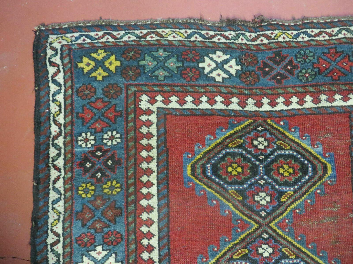 USED 3' X 6' Antique 1920s Handmade Caucasian Karabagh Ganjeh Talesh Wool Rug Nice