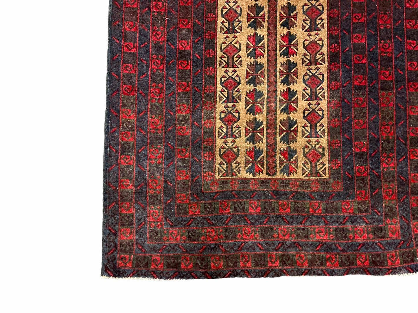 USED 3 X 3.5 New Vintage Handmade Wool Rug Tribal Turkoman Balouch Red Prayer Rug