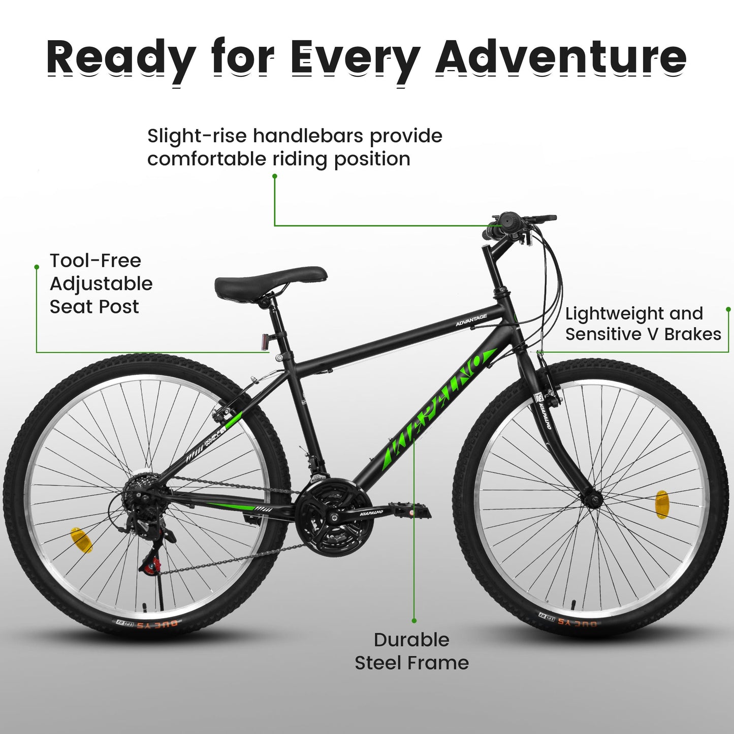 NEW A24338 24 Inch Carbon Steel Frame Mountain Bike,21-Speed Dual V-Brake, Adult and Teens Bicycle for Mountain