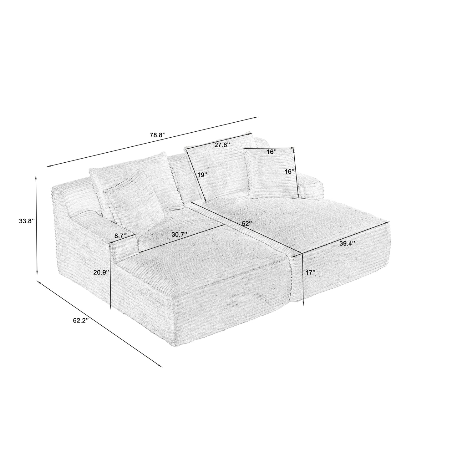 NEW Compressible double chaise lounge