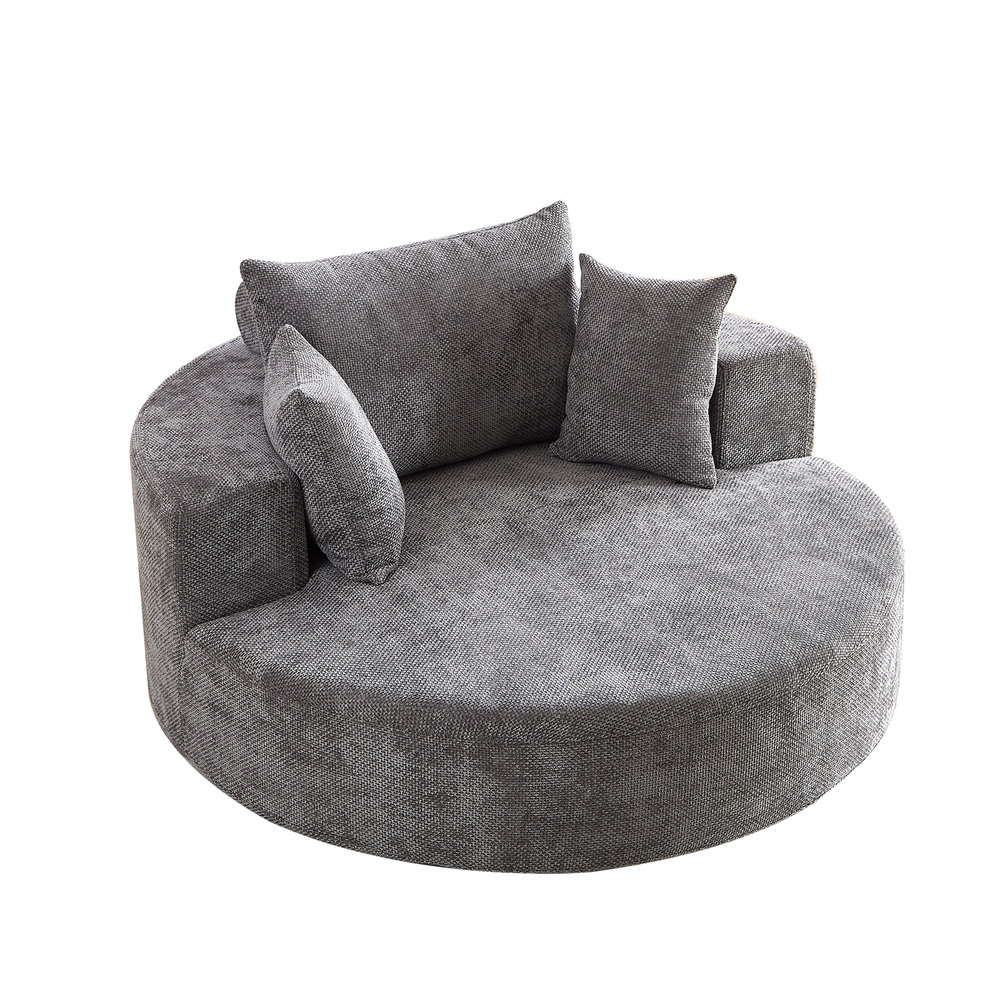 NEW 55''L Chenille Foam Single Swivel Fluffy Modern Sleeper 360 Degree Swivel Chair