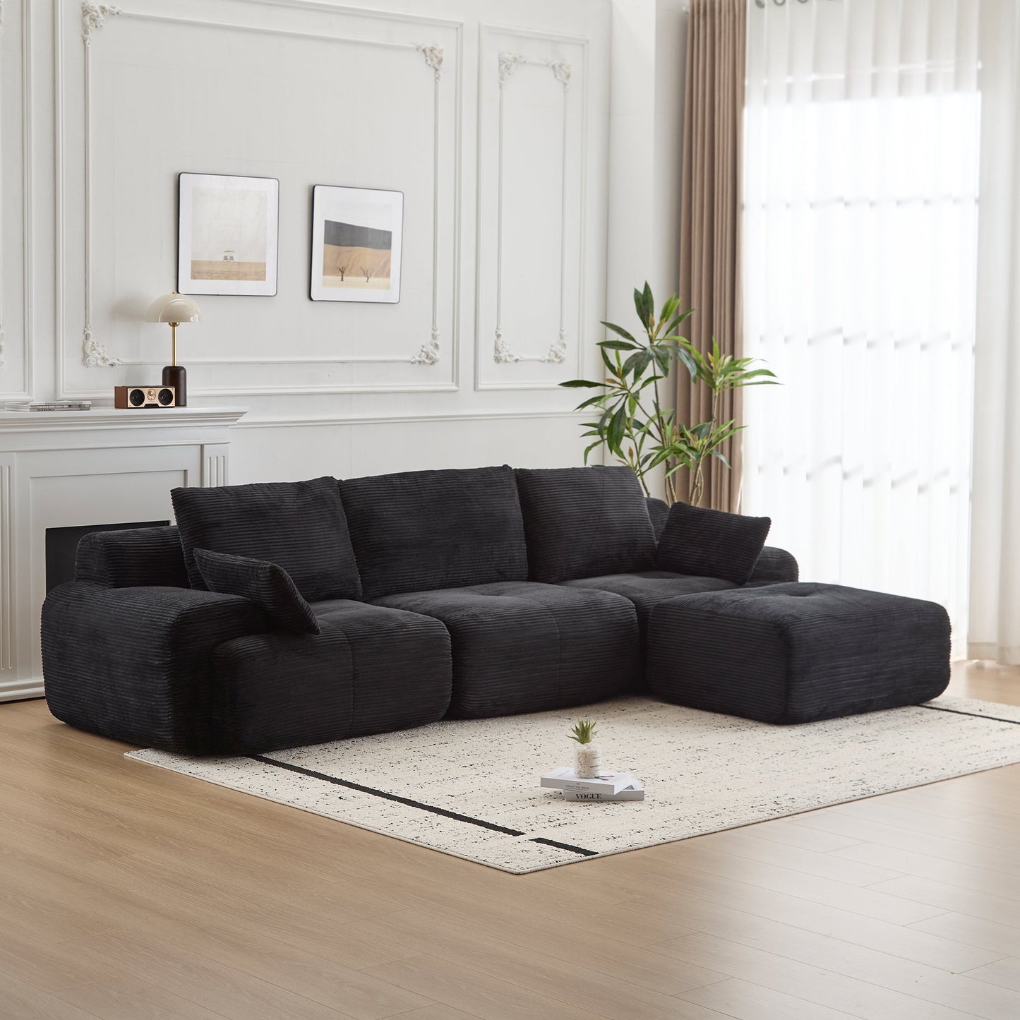 NEW Black Modern Large Memory Foam Sectional