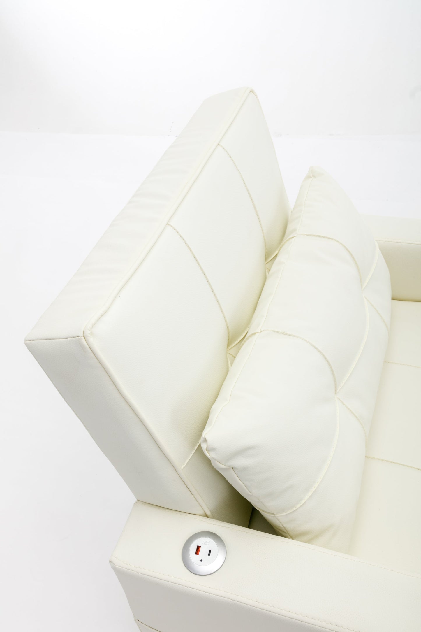 NEW Futon Chair Bed Convertible Chair 3-in-1 Pull Out Sleeper Chair Beds with USB Ports,Wear-resistant and Anti-scratch,  Armchair Bed Sleeper for Living Room (White Leather)