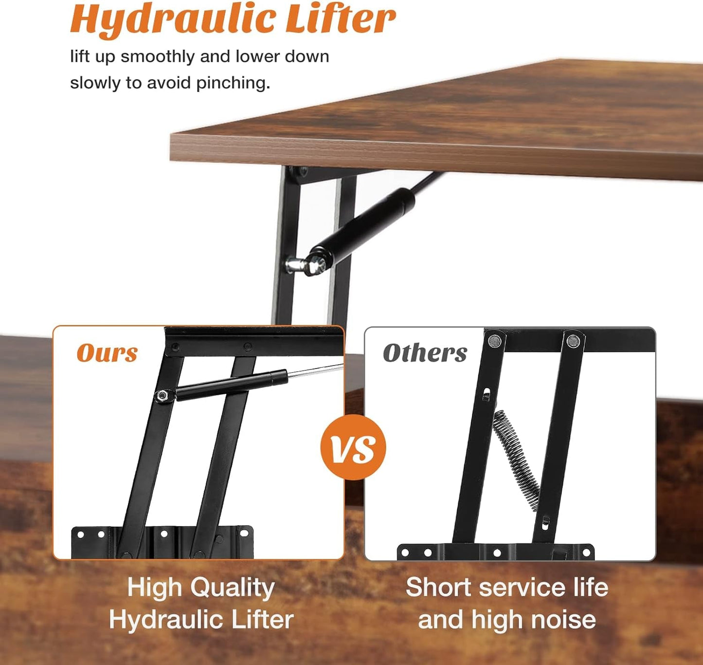 NEW Brown Lift Top Coffee Table With Storage And Hidden Compartment