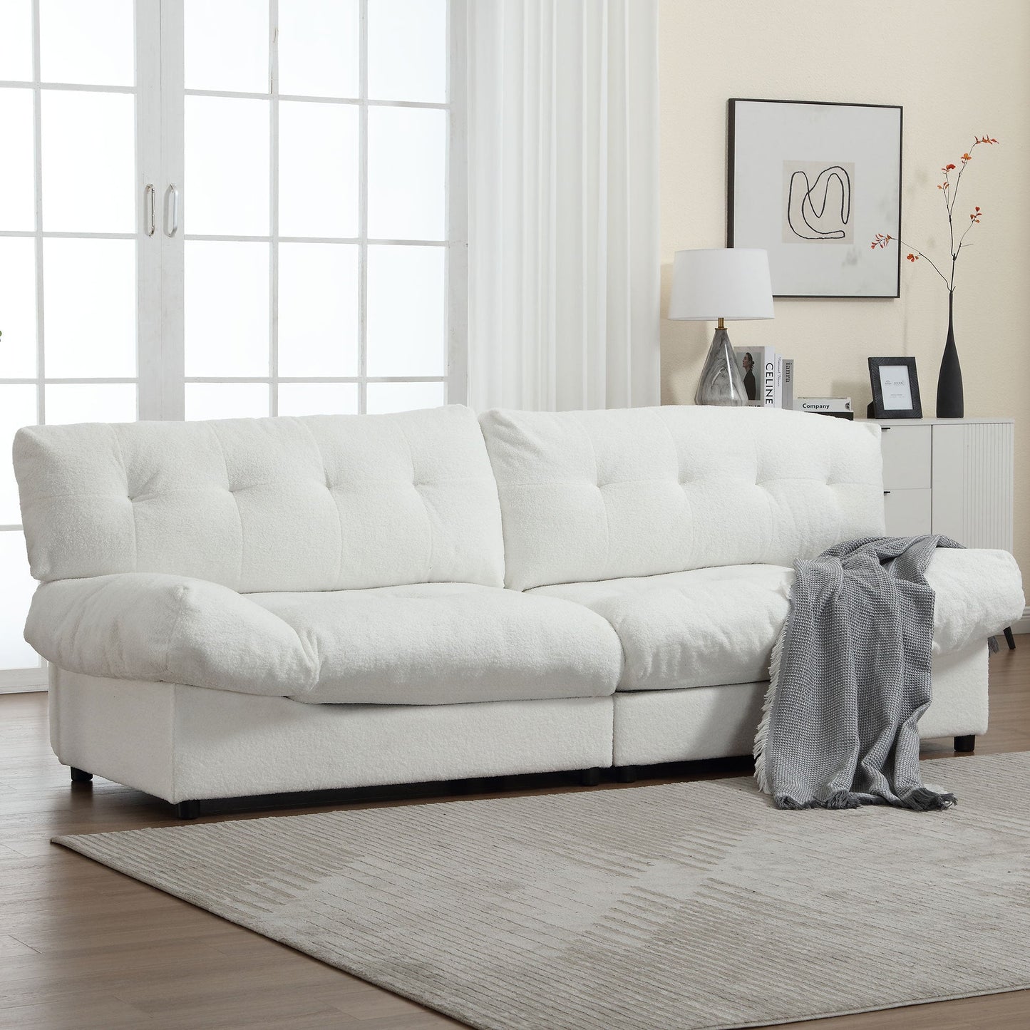 NEW Cloud Style Teddy Velvet Fabric Comfy Padded Sofa Couch