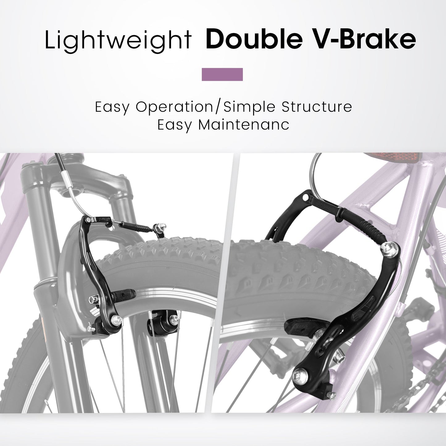 NEW A26208 Ecarpat 26  Inch Mountain Bike, 21-Speed V-Brake, Front Suspension,  Carbon Steel Frame Mountain Bike For  Teenagers Girls Women Bicycles