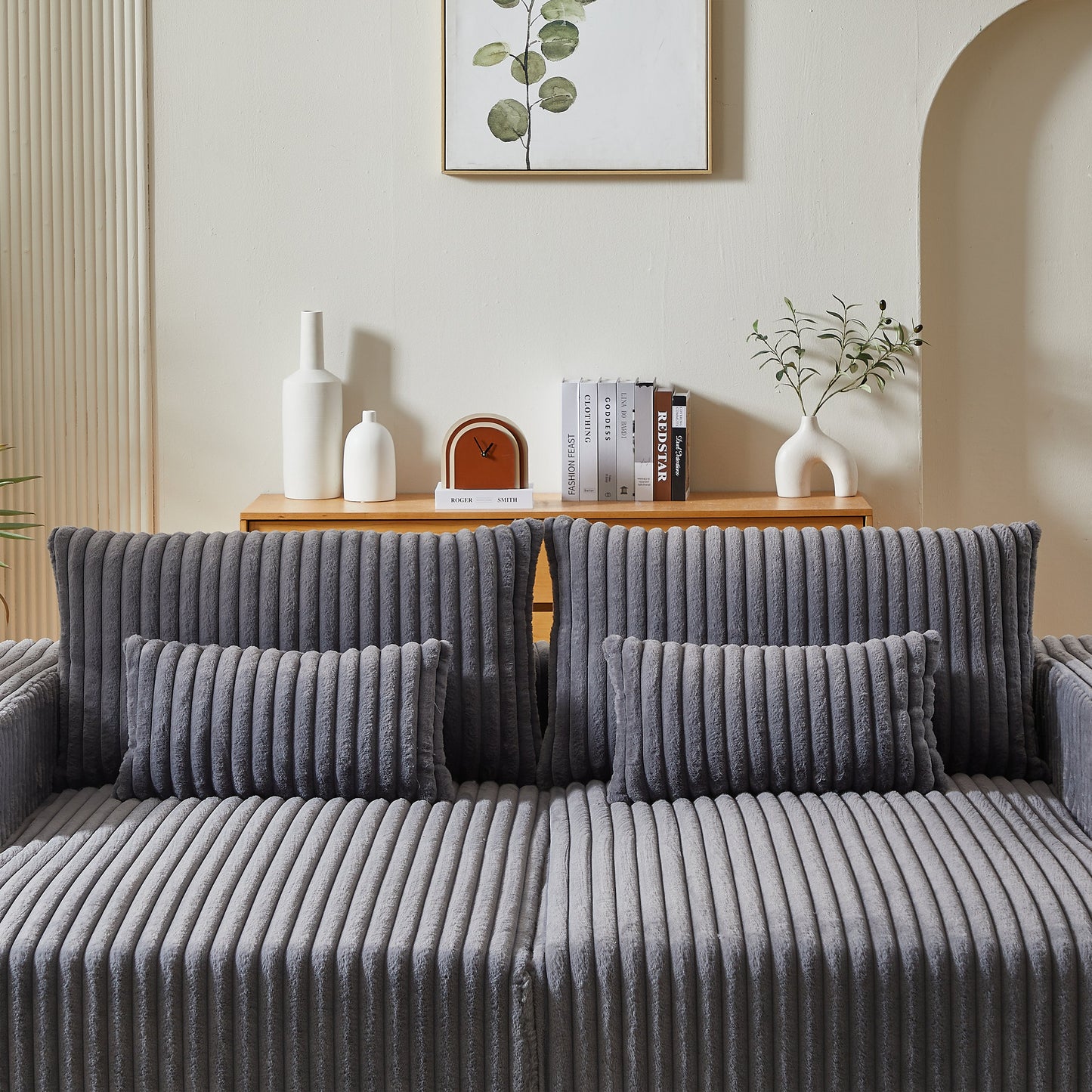 NEW 87' Oversized Plush Fluffy Loveseat Sectional Lounge Chaise with Reclining Sofa Bed Sleeper Chair