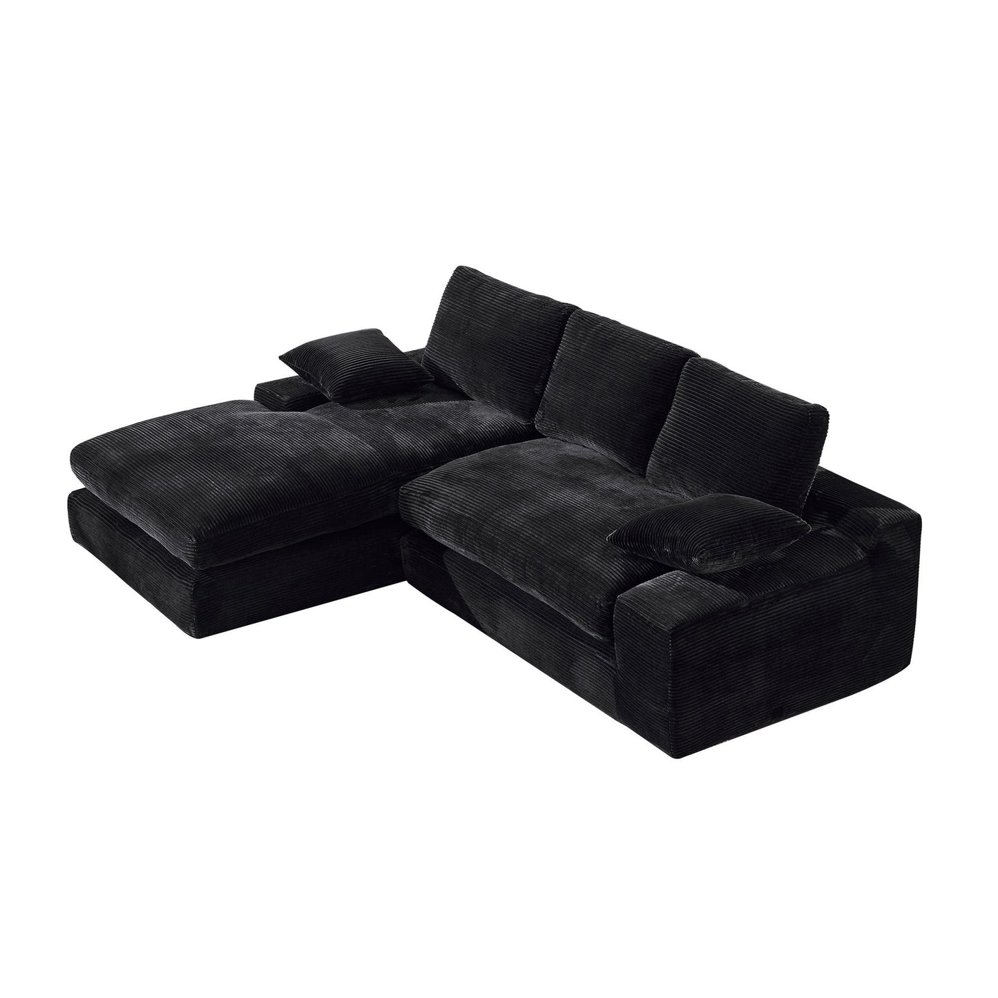 NEW 99*69' Modular Sectional Living Room Sofa Set, Modern Minimalist Style Couch, Upholstered Sleeper Sofa for Living Room, Bedroom, 2 PC Free Combination, Installation-free Sofa, L-Shape, Black