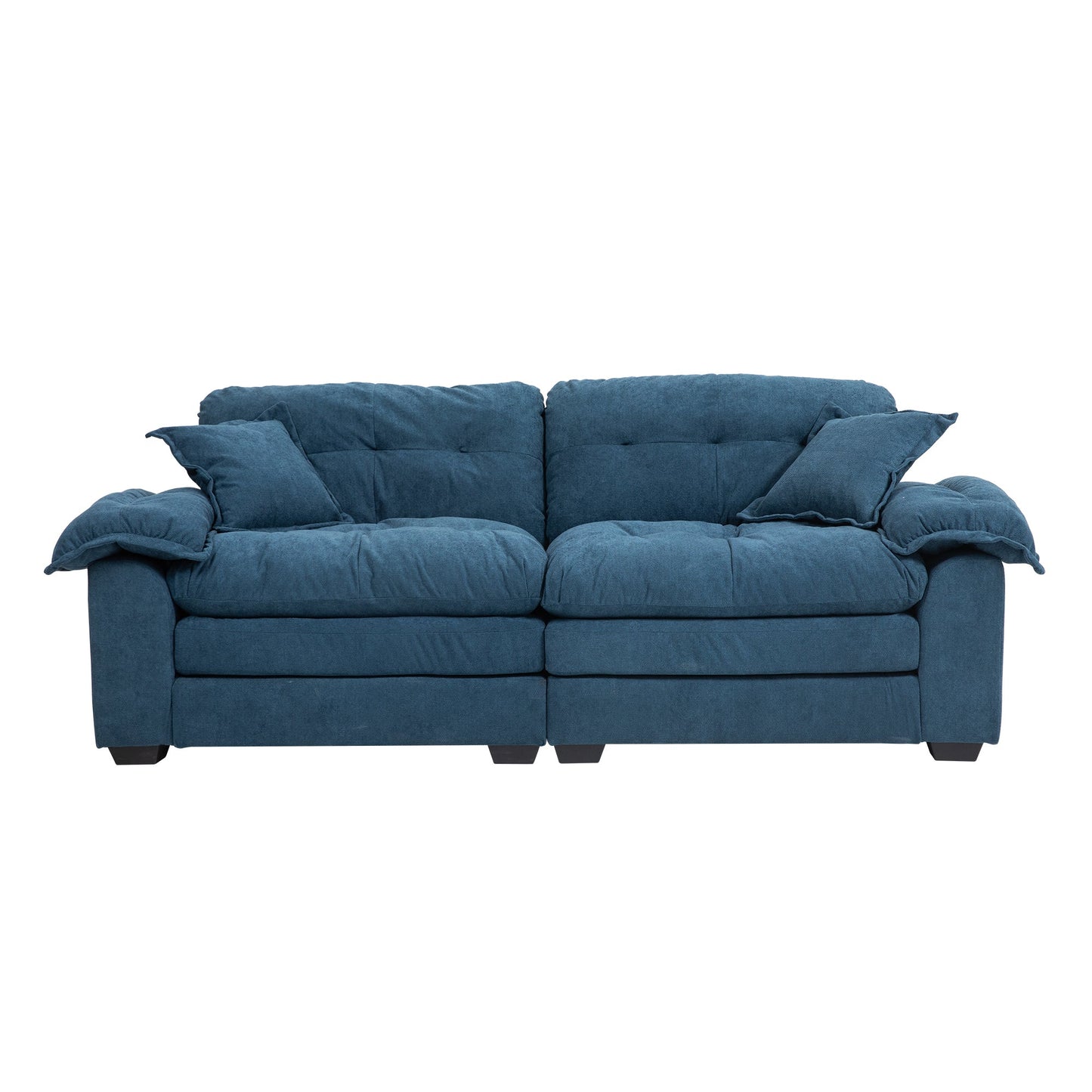 NEW 84' Chenille Sofa Small Sofa Loveseat Deep Seat Sofa Couch with 2 Throw Pillows & Memory Foam for Living Room Apartment Office Lounge-Blue