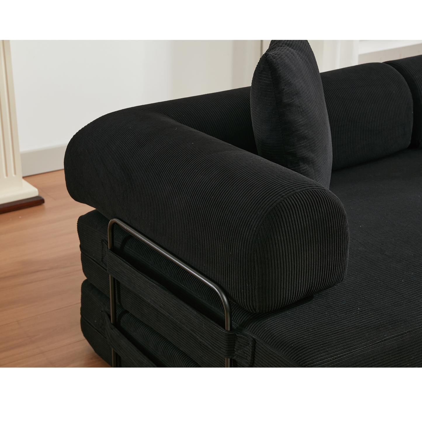 NEW  78.5' Folding Convertible Out Sleeper Sofa Bed,4-in-1 DIY Combination Convertible Sofa,3 seat, Folding  Sofa, King Size , Bedroom,Apartment,Corduroy,Black