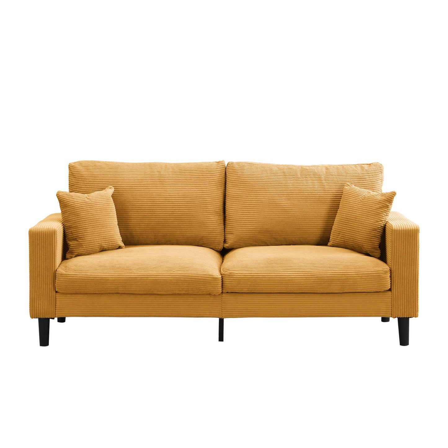NEW Modern Orange Corduroy Upholstered 3 Seat Sofa
