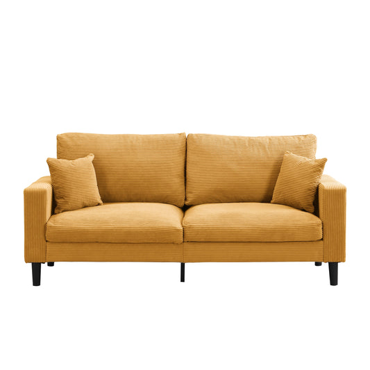 NEW Modern Orange Corduroy Upholstered 3 Seat Sofa