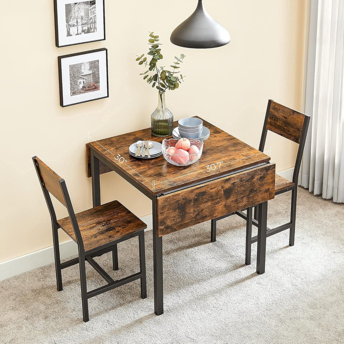 NEW Folding Dining Table Drop Leaf Extendable Brown For Small Spaces Seats 2 To 4