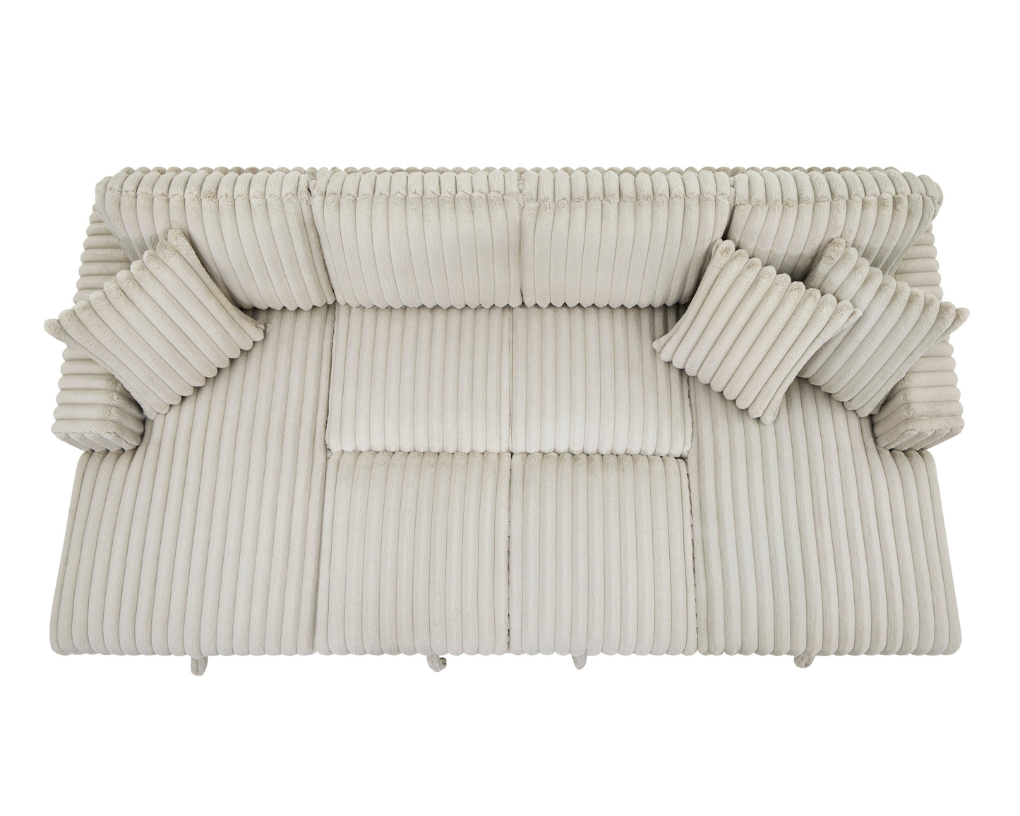 NEW 122 inch Rabbit Khaki Plush Corduroy Fabric Oversized U Shaped Sleeper Sofa 2 in 1 Pull Out Bed Sectional Sleeper Couch with Double Storage Chaise