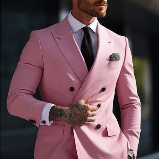 New Men's Two-piece Suit Korean Style Slim Fit Business Best Man Casual Suit