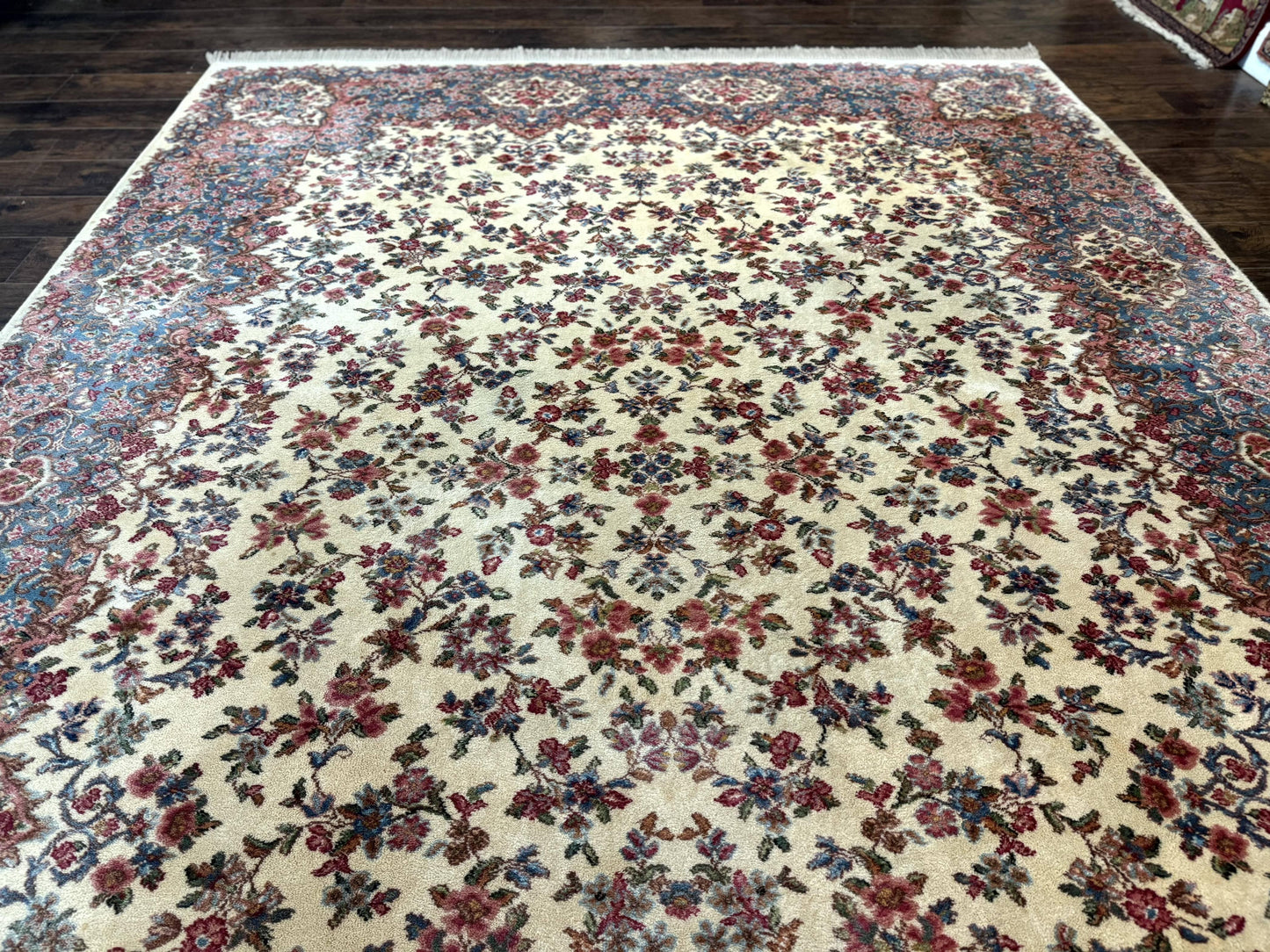 USED Karastan Rug 8.8 x 12 Ivory Kirman #788, Original 700 Series, Wool Karastan Carpet, Karastan Area Rug, Vintage Karastan, Living Room Rug